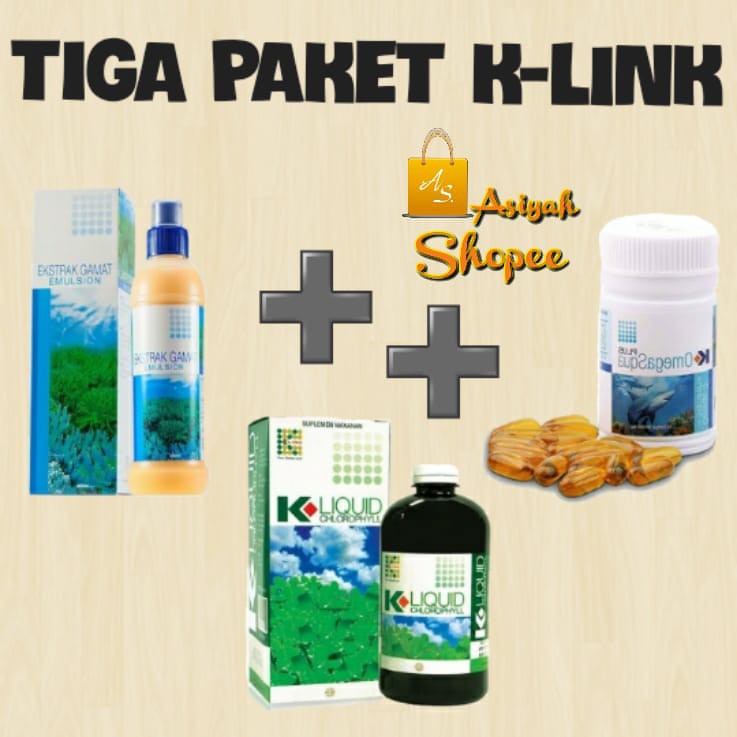 PAKET K LINK Original Ekstrak Gamat Emulsion + Chlorophyll  500ml + Omega squa Plus