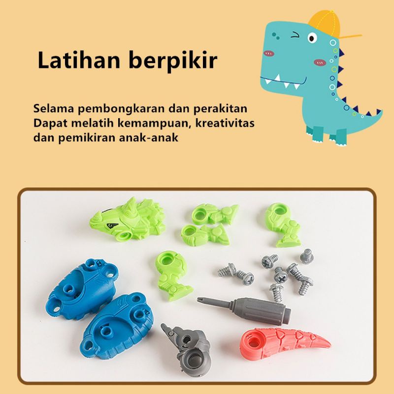 tokolima9 - MAINAN MINI ROBOT DINOSAURUS BONGKAR PASANG / MAINAN EDUKASI DIY DINO