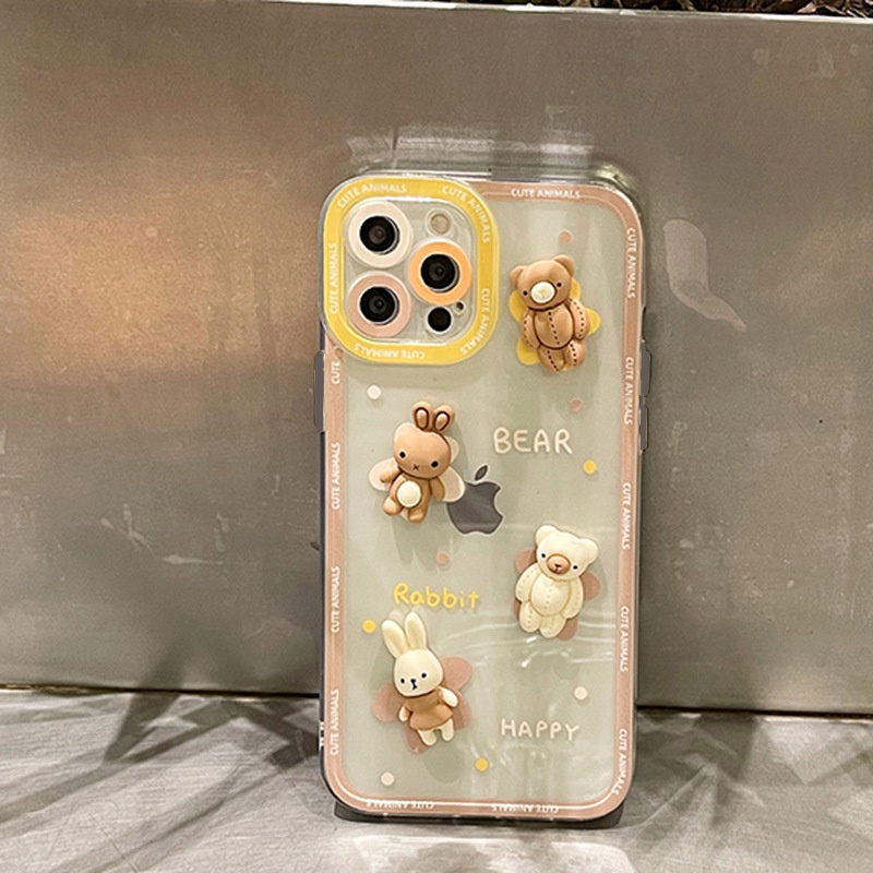 Soft case Silikon TPU Motif Kartun Beruang 3D Untuk iphone 13 12 11 Pro Max XS XR 8plus 12pro12pro Max 7 8 Plus X XS XR XSMAX