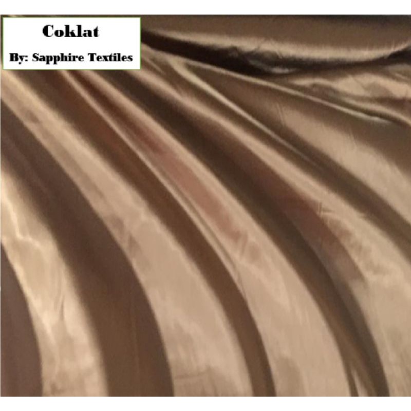 1Meter Kain Satin Silk Kilap Premium Jakarta Maxmara Lux (Jenis Bahan) Satin Bridesmaid Saten Silk Premium Kilap Bahan Satin Silk Charmuse Meteran Grosir Murah dan Bagus-Coklat