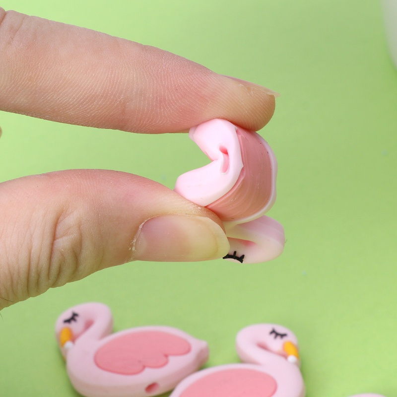 Mary Mainan Teether Bayi Bentuk Flamingo Bahan Silikon Untuk DIY Perhiasan