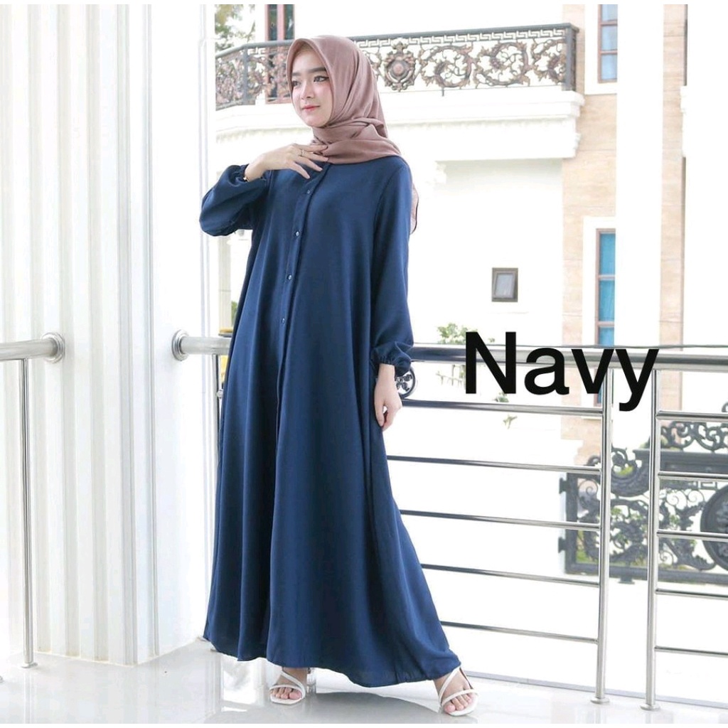 AO - GAMIS NIDIA FULL KANCING BUSUI BUMIL DRESS MOSCREPE BAJU GAMIS TERBARU 2022-6