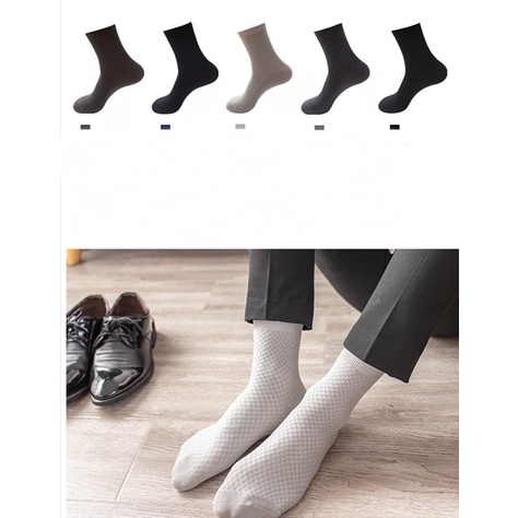 Kaus Kaki Pria Casual Socks Serat Bambu Kaos Kaki Lembut Olahraga Kaus Kaki Penyerap Keringat W03-