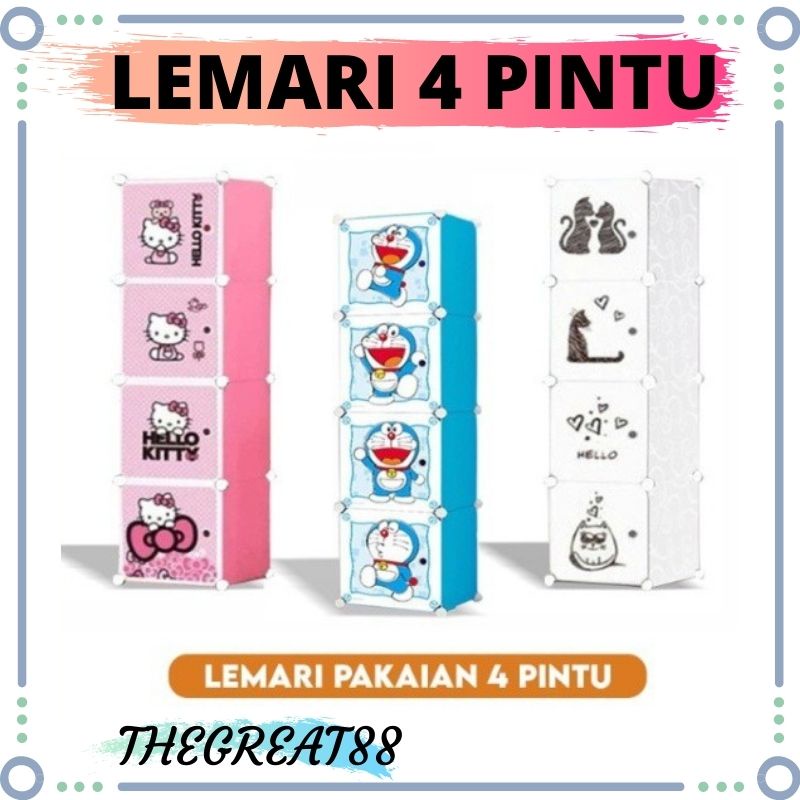 PROMO PRODUK LEMARI PLASTIK 4 PINTU KARAKTER 1X4 ( 4 KOTAK) AWET KOKOH MULTIFUNGSI BISA COD