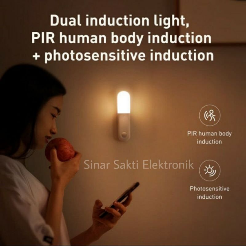 Baseus Lampu Dinding Sensor Gerak Otomatis Tidur Led Kamar Malam Charge Emergency Rechargeable Cas Malang