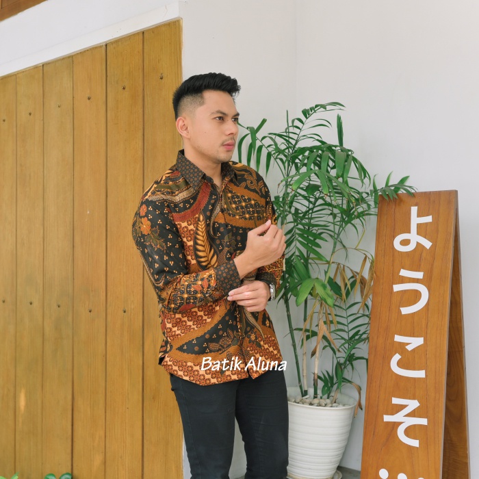 Baju Kemeja Batik Pria Premium Lengan Panjang Aluna Batik Sragen Original PCW 091