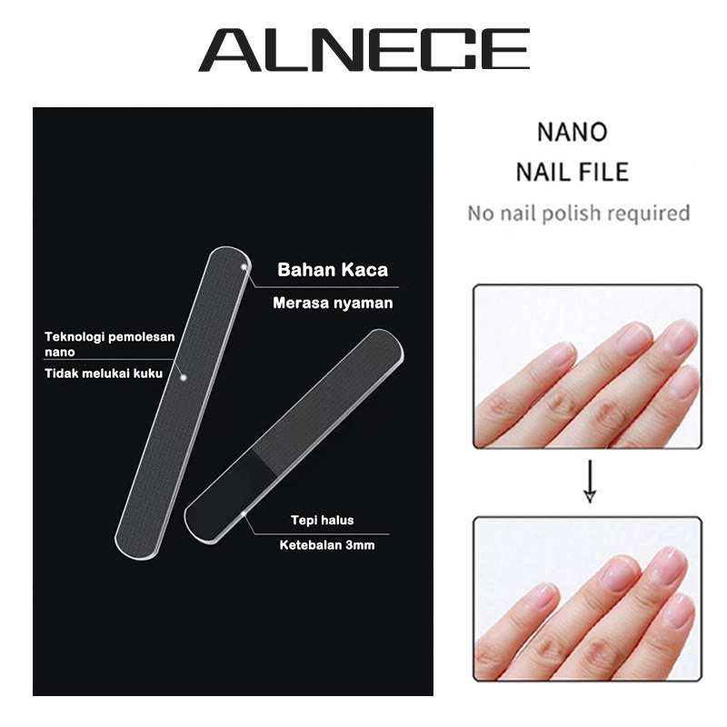 ALNECE Kikir kuku manicure pengkilap kaca asahan kuku nano nail file buffer shiner pedicure