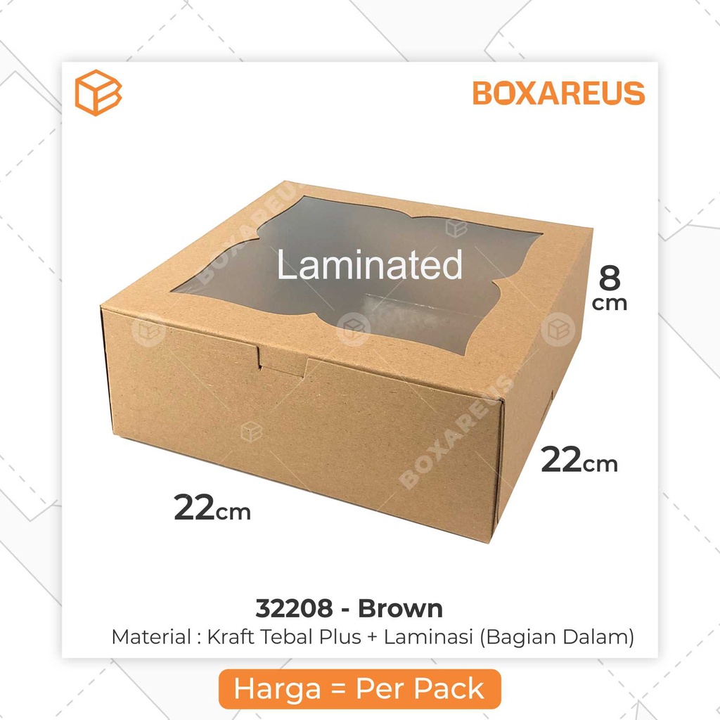 Cake Box, Dus, Kotak, Packaging, Kotak Kue, Multipurpose Box, Gift Box | 32208 BROWN (10pc)