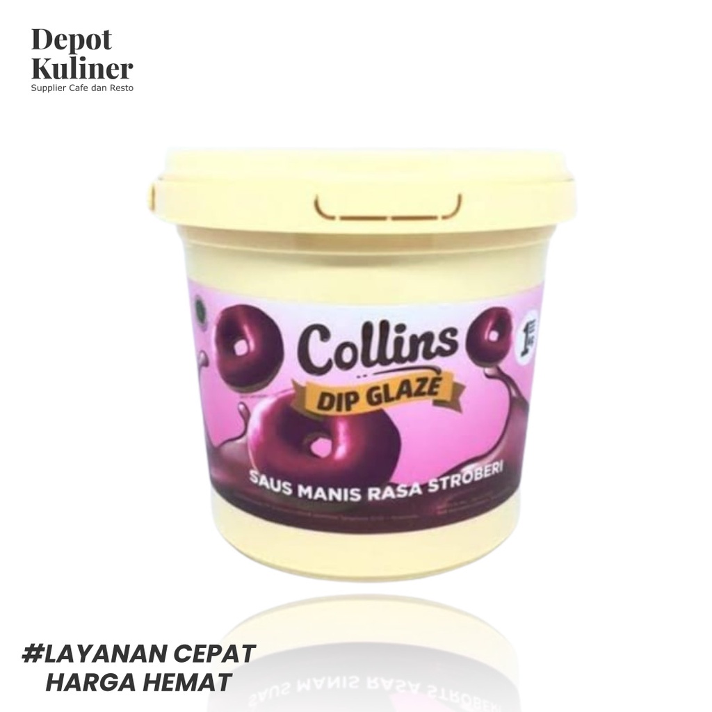 Collins Dip Glaze Stroberi 1 KG - Collin Saus Manis Rasa Strawberry