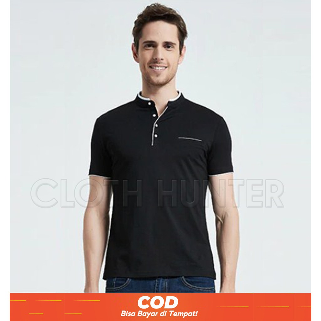 Kaos Polo Pria Terbaru Polos Tshirt Pria Lengan Pendek Kerah Shanghai Distro Bandung Original