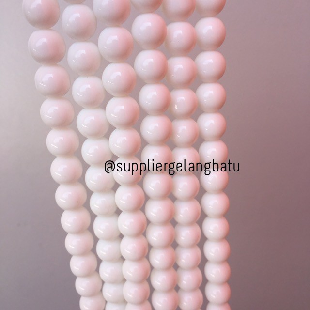 batu kalung gelang white onyx putih susu akik 12mm bahan aksesoris original fashion pria wanita