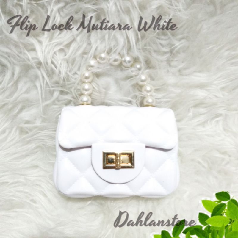 Flip Lock Jelly Bag [White/ Putih] Tas Fashion Wanita Kekinian Casual Anak Pesta OOTD Minu Kecil COD