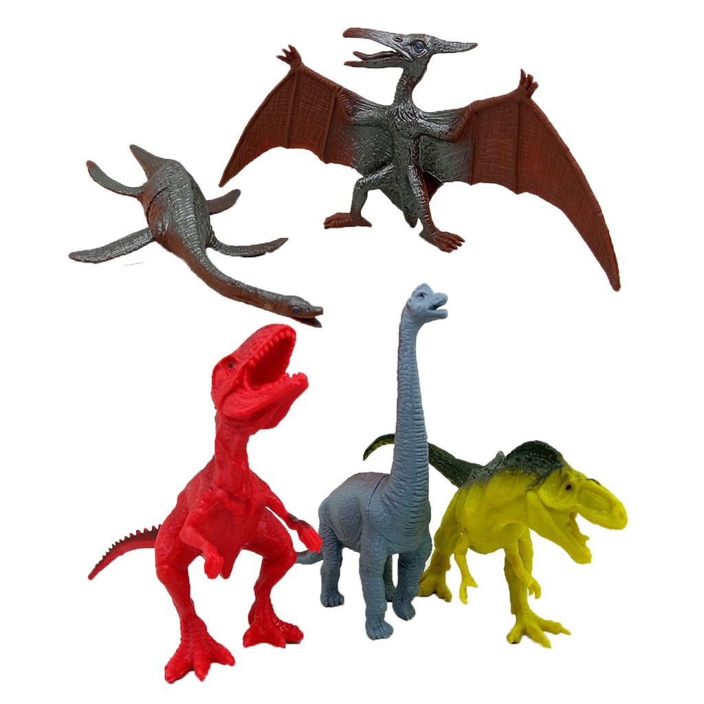 Set 5 in 1 Dinosaurus Karet Mainan Pajangan Miniatur Dino