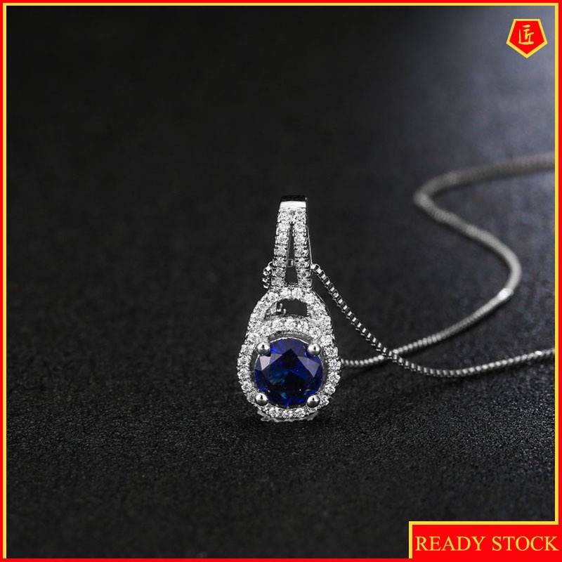 [Ready Stock]Micro Inlaid Blue Zircon Graceful and Fashionable Women's Pendant