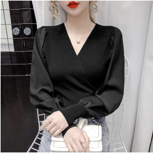 atasan RAJUT + MESH IMPORT rajut lengan panjang fashion korea style wanita 0210# IMPORT