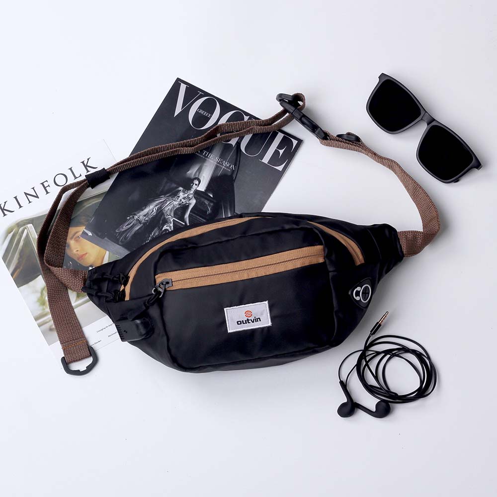 Waistbag Pria Wanita Waterproof USB Charger Headset Tas Pinggang Casual Outvin Original Waist Bag