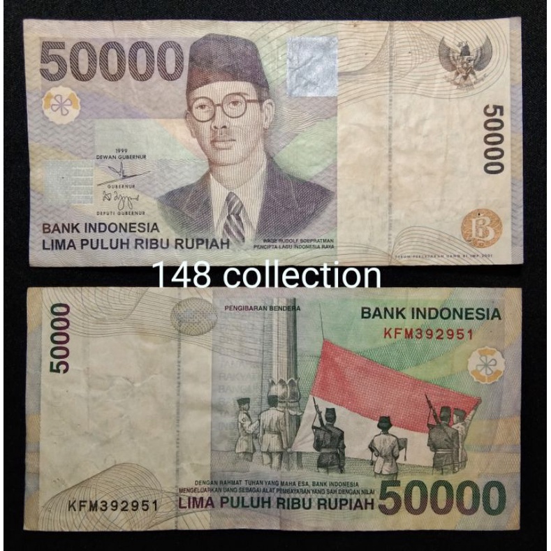 koleksi uang kuno 50.000 rupiah Wr.SOEPRATMAN tahun 1999. 90an
