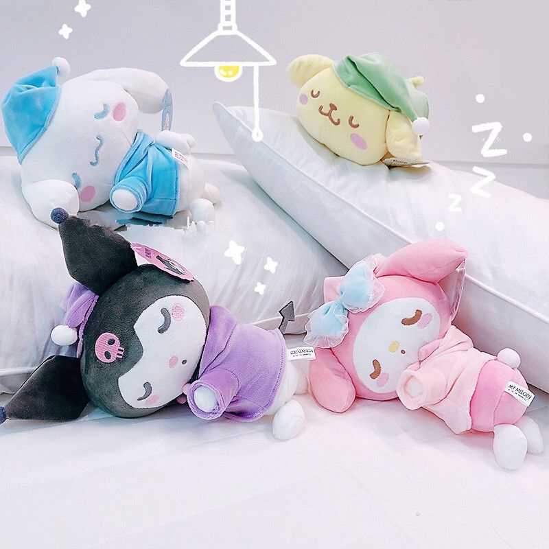 Kawaii Sleeping Kuromi My Melody Cinnamorol Kt Cat PC Dog Plush Toy Anime Stuffed Animals Cute Pendant Appease Doll Toys Gifts