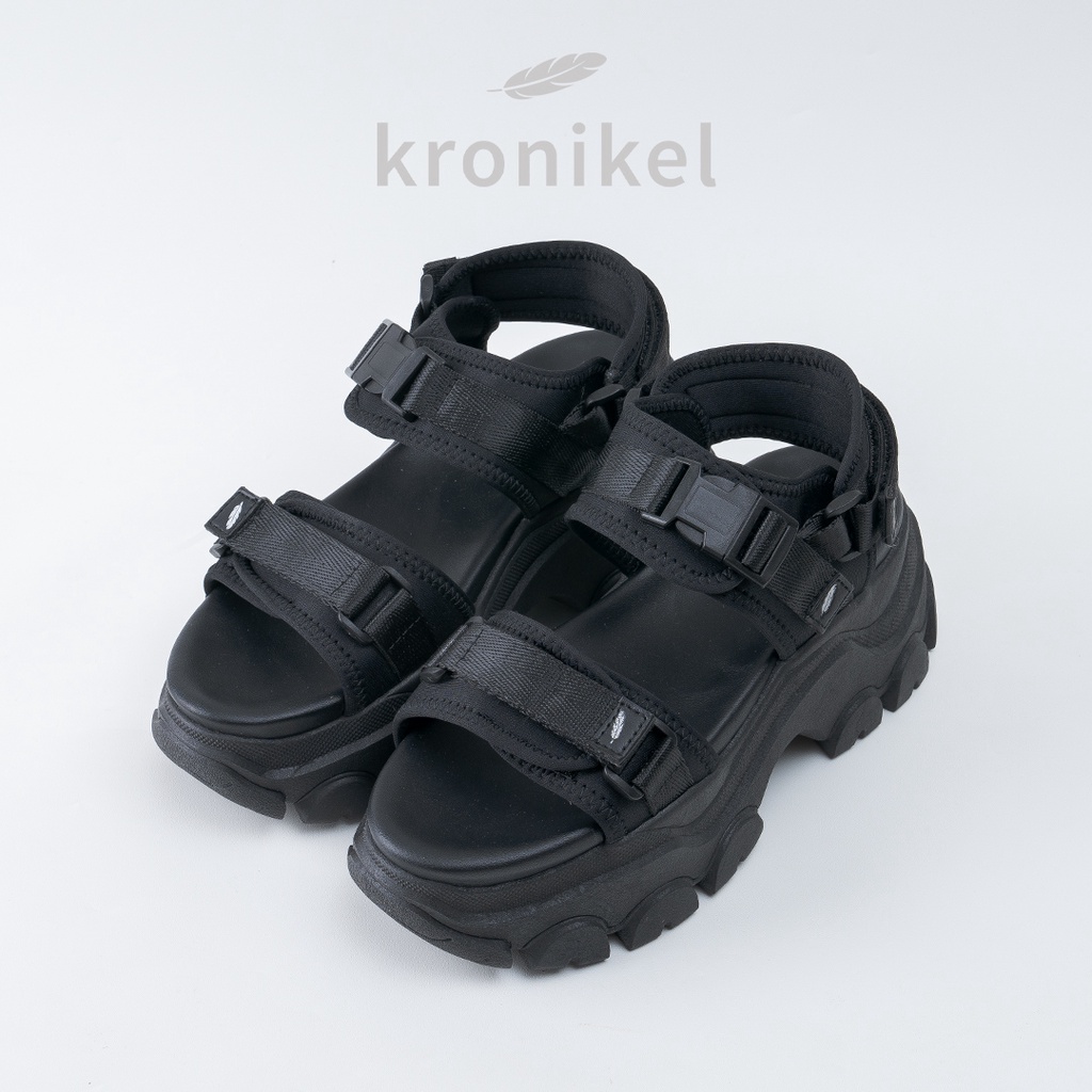 [PREMIUM LOKAL BRAND] KRONIKEL PROJECT // OSAKA 2-in-1 Sandals - Full Black