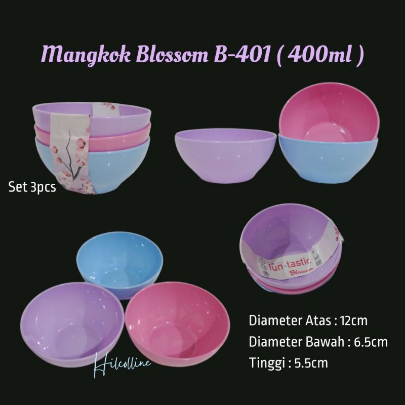 @3pcs Mangkok Blossom 400ml Full Color