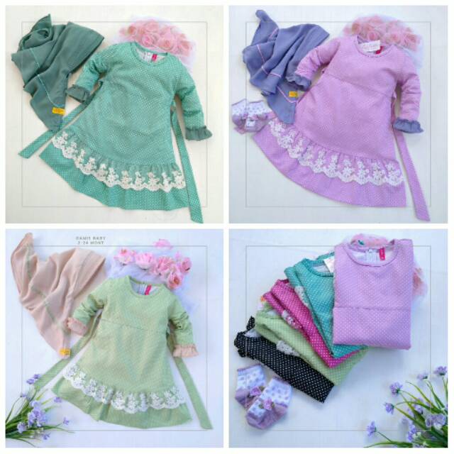 [ POLKA ] By LABELLA gamis polkadot Labella gamis polka cantik baju katun Jepang twill gamis origina