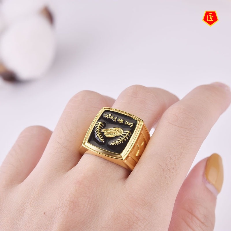 [Ready Stock]Creative Personality Men's Gold Ring