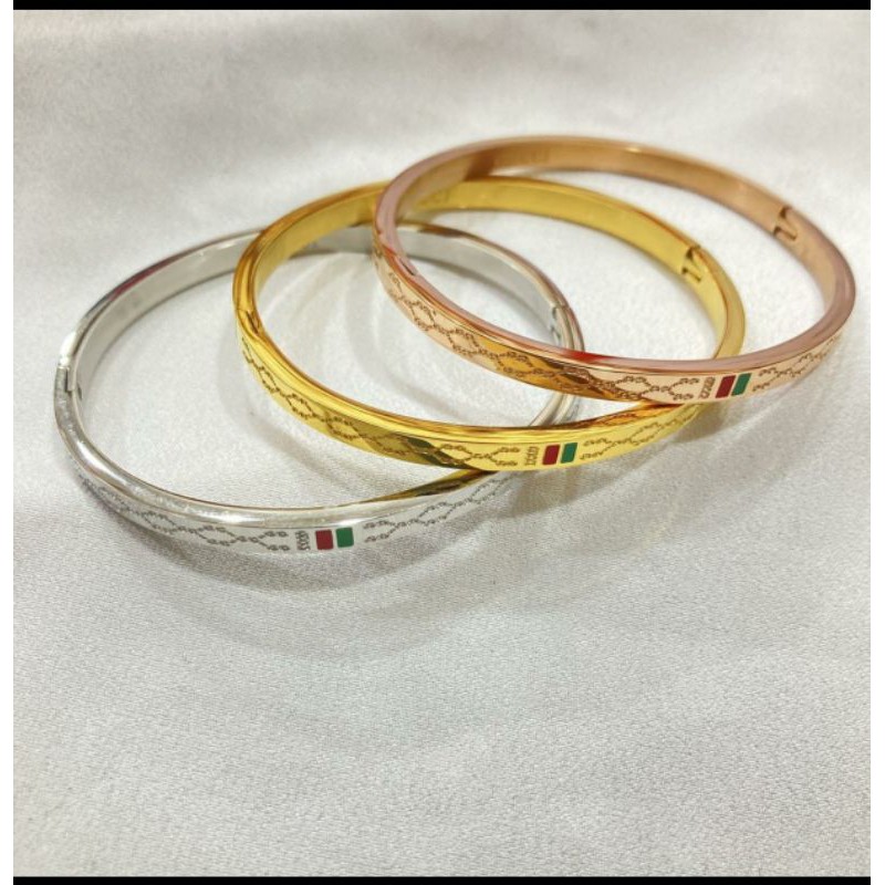 Gelang titanium tiga warna gold rose silver N2204202