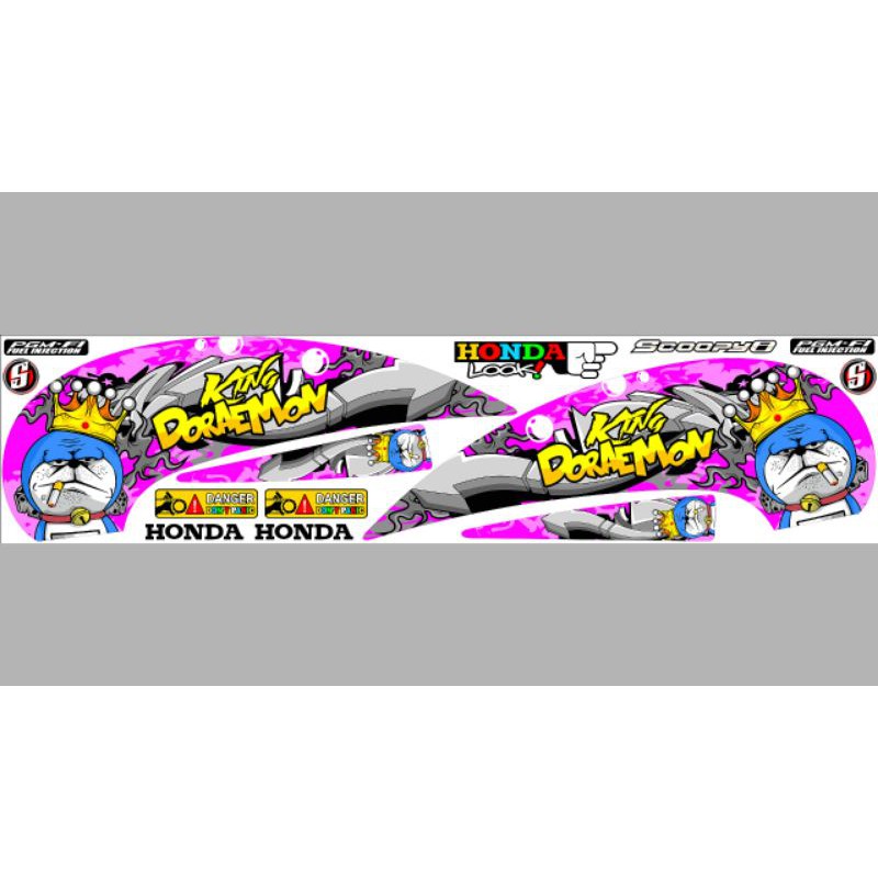 stiker striping scoopy doraemon kombinasi warna pink