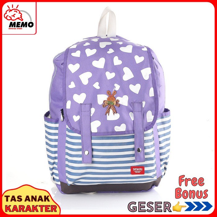 Tas Sekolah Anak SD Lucu Warna Ungu Kombinasi Free BONUS Tas Sekolah Anak Perempuan SD Tas anak COD
