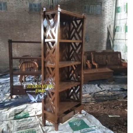 Rak buku lemari almari untuk buku kitab rak bahan kayu jati