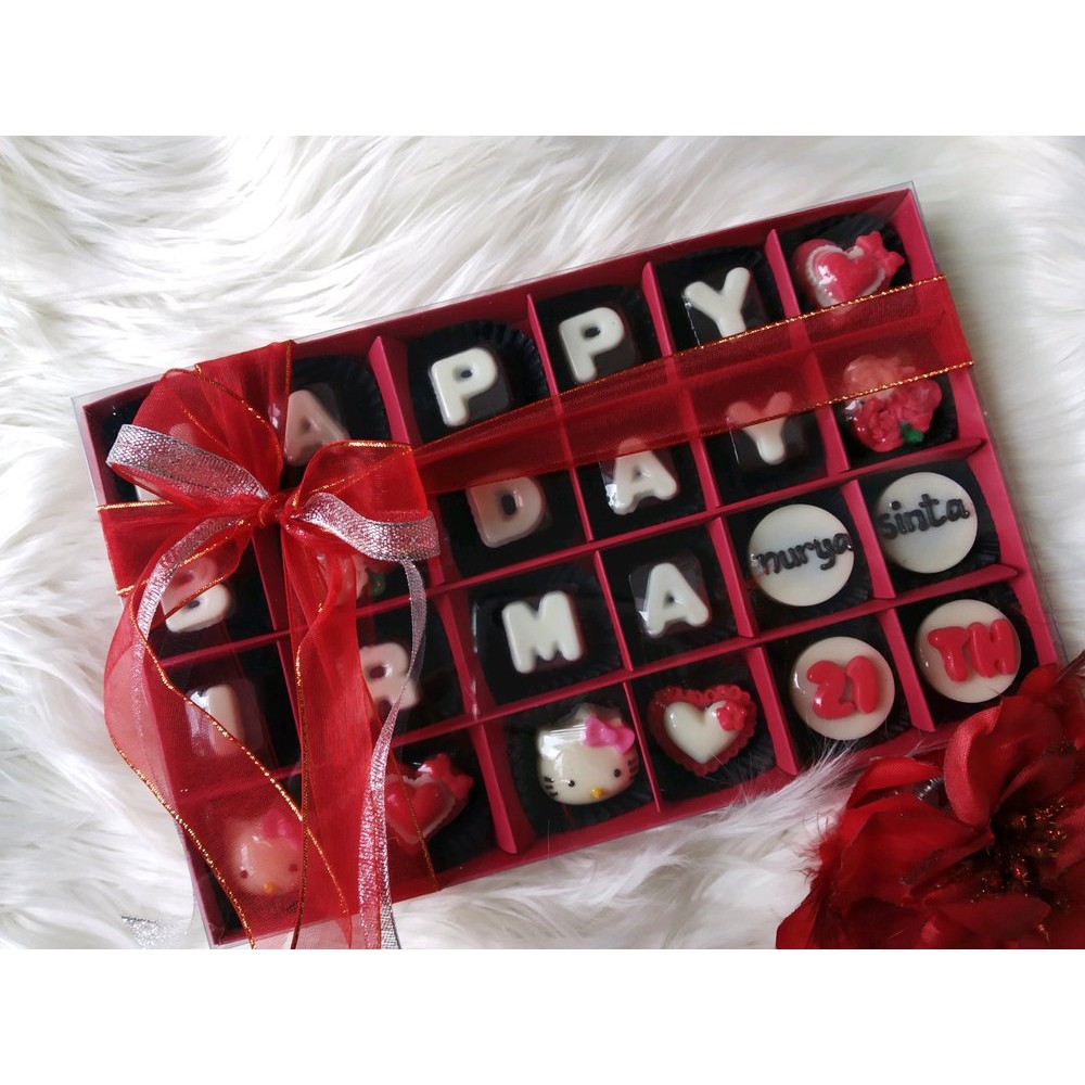 

kado ulang tahun atau anniversary coklat isi 24 bisa req huruf Bagus