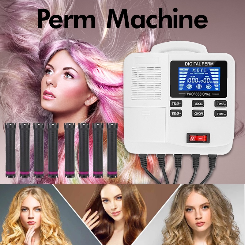 COD Digital PTC Heating Hair Portable Mini Perm Machine with Hair Roller Styling Tool