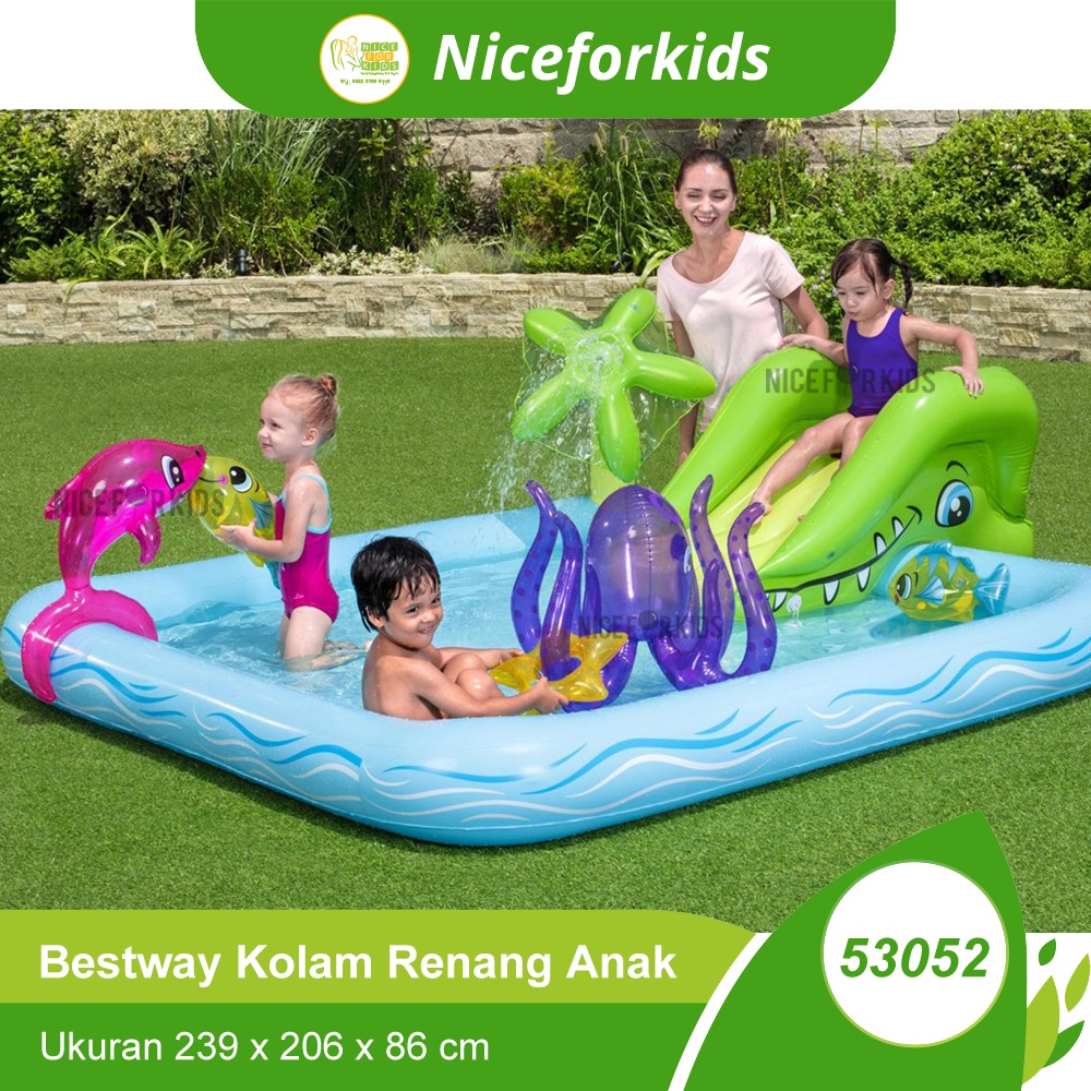 BESTWAY Kolam Renang Anak Besar  / Holy Aquarian Ukuran 239 X 206 X 86 CM ( 53052 )