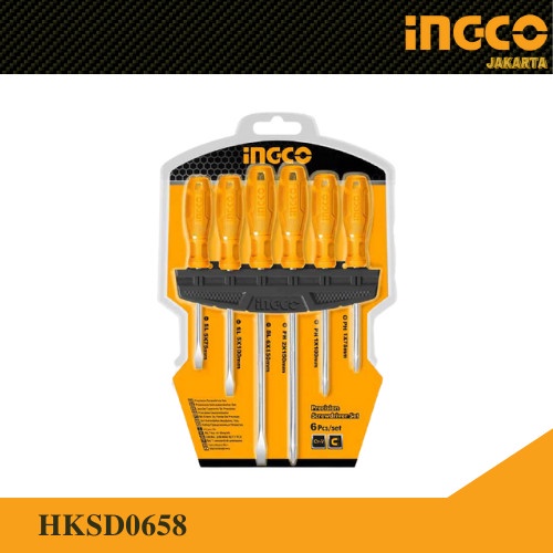 Obeng Plus Minus Set (6 Pcs) GG. Fiber Screwdriver Set INGCO HKSD0658