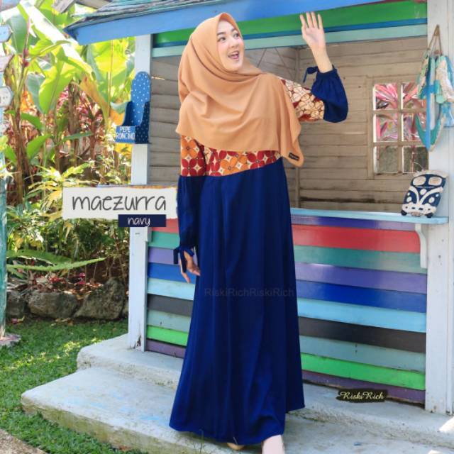 GAMIS ITY CREPE KOMBINASI BATIK KATUN TENUN DOBI MAEZURRA ORIGINAL BY RISKIRICH