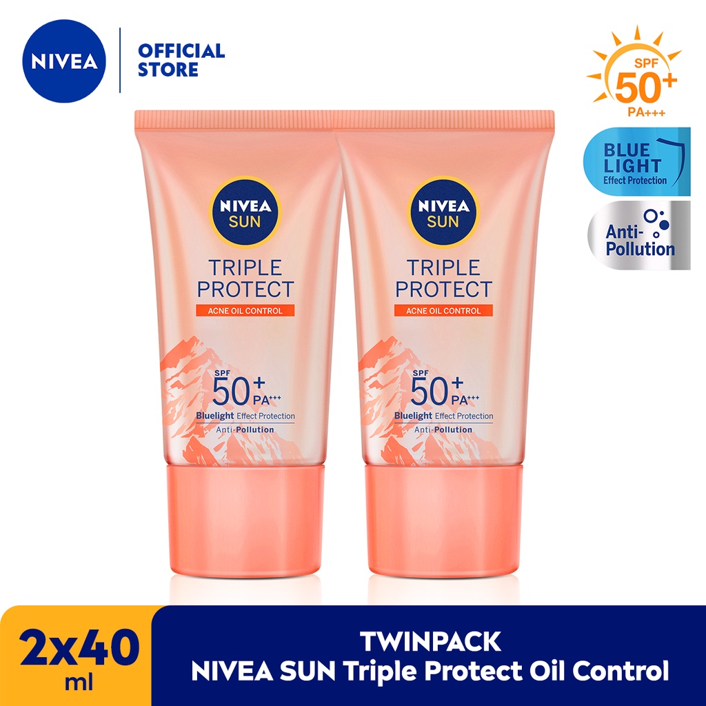 NIVEA SUN Face Serum Triple Protect Acne Oil Control SPF50+ PA+++ 40ml Twinpack