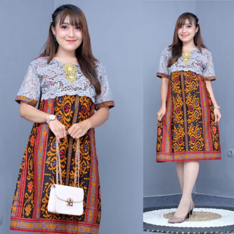 COD - DRESS BROKAT MAHKOTA BATIK KAMPUS