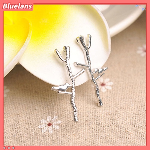 Bluelans Women Fashion Bird Tree Branches Shape Earrings Concise Alloy Ear Studs Jewelry