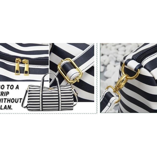 ♨ Tas Travel Jalan-jalan Bahan PU Kapasitas Besar Import Korea - HB508 - ZIG ZAG ♜