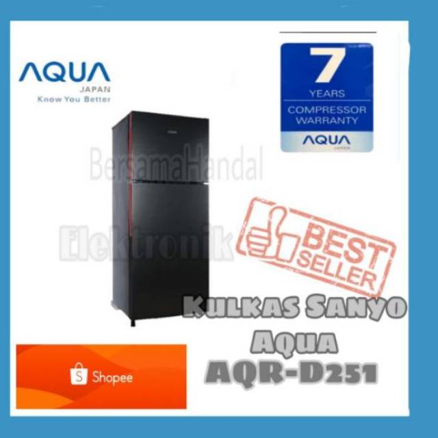 KULKAS AQUA JAPAN AQR-D251 LEMARI ES KULKAS 2 PINTU AQRD251 LOW WATT