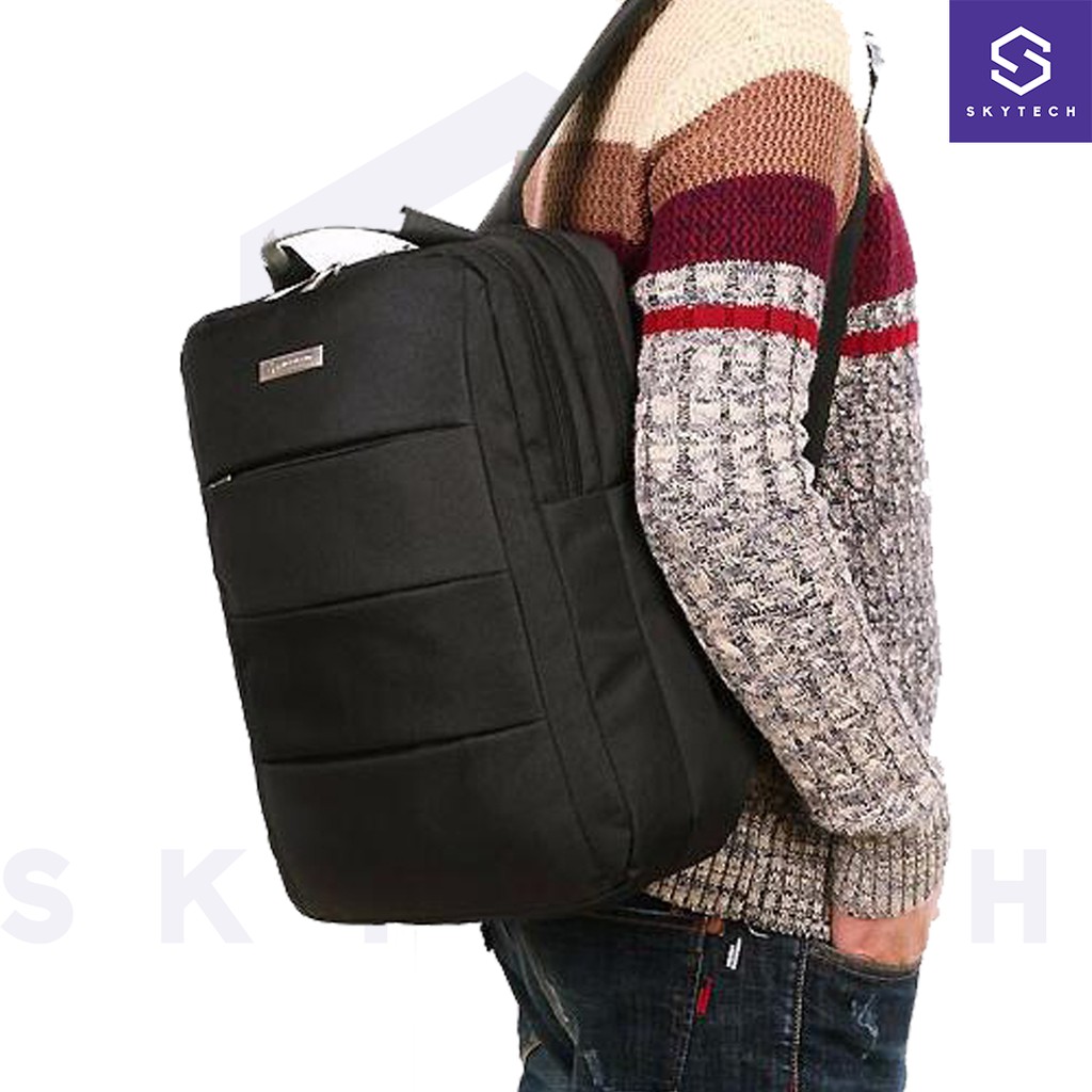 TAS RANSEL LAPTOP SQUARE TRENDY BAG - BLACK