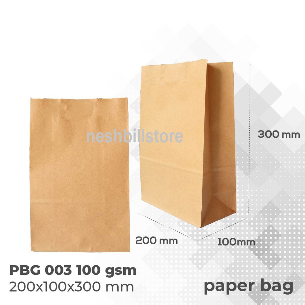 (MIN 20PC) Paper Bag | Kantong Kertas Coklat Polos Tanpa Tali PBG03 P 20 x L 10 x T 30 CM