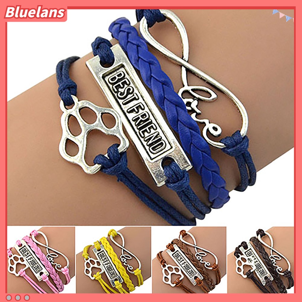 Gelang Tali Tenun Desain Jejak Kaki Infinity Bahan Alloy Gaya Vintage Untuk Pesta