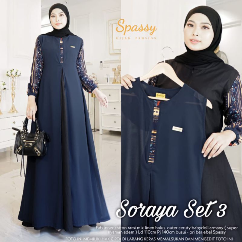 SORAYA SET #3 | SETELAN DRESS WANITA MUSLIM | BY SPASSY