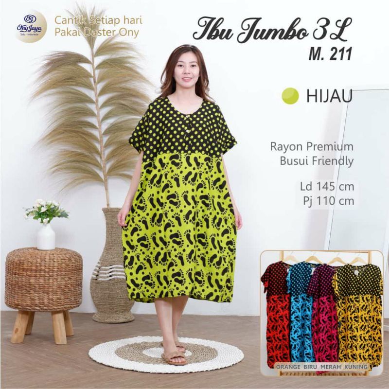 DASTER ONY MODEL IBU SUPER JUMBO 3L BAHAN RAYON PREMIUM/BUSUI/DASTER BATIK IBU KEKINIAN/HARGA MURAH/LD 140 CM /LENGAN PENDEK-R 511