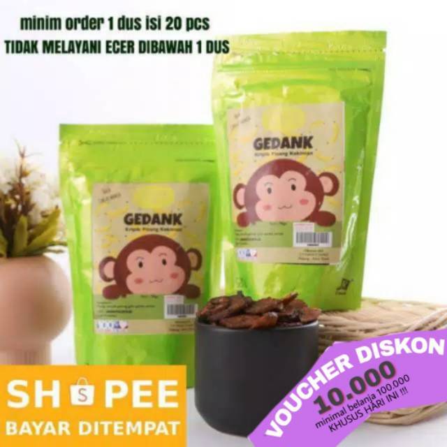 

NO ECER MAKMINI Gedank (kripik pisang coklat) MIN order 1dus 20pcs BISA MIX SNACK LAIN