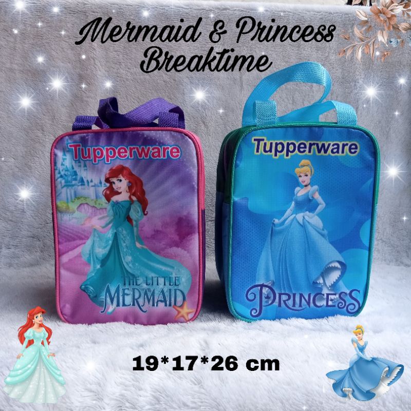 Tas Princess &amp; Little Mermaid Tupperware ( Zipper Bunga Es )