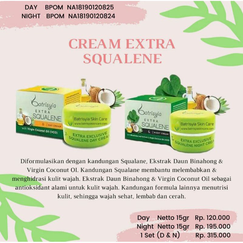 

Cream Extra (Ekstra) Squalene Batrisyia Herbal