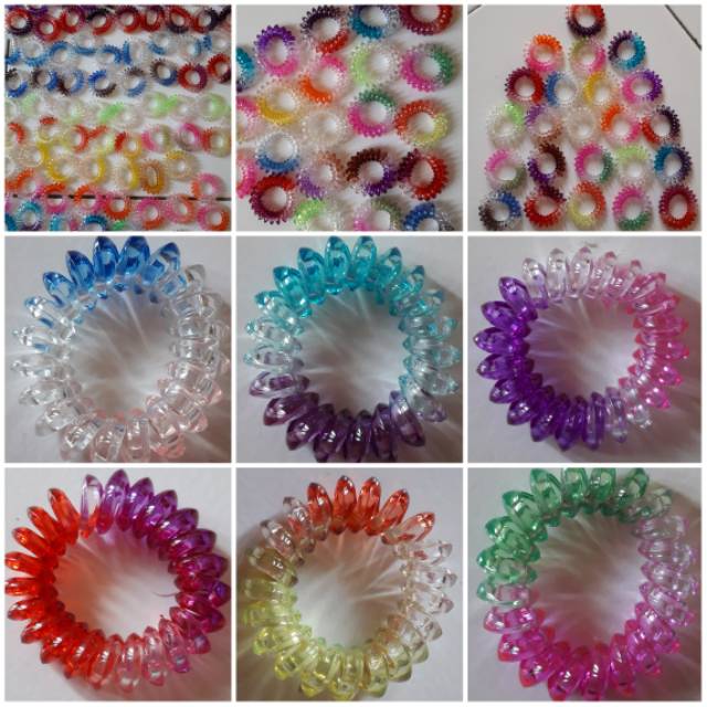 MEGASARI, IKAT RAMBUT SPIRAL WARNA PELANGI ISI 6 PCS