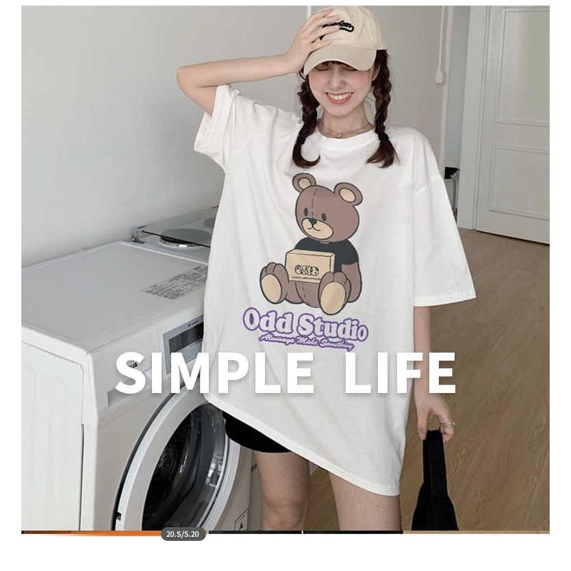 Kaos Brown Bear / Kaos Oversize Beruang / Atasan Oversize / Kaos Oversize Wanita / Kaos Wanita